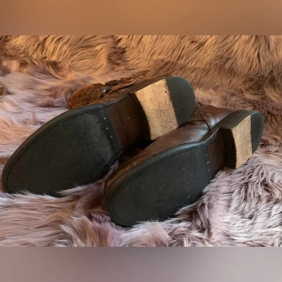 Frye Short Leather Moto Boots Size 7 - Brown - Picture 3 of 5